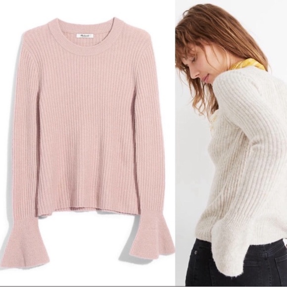Madewell ruffle cuff pullover sweater NWT